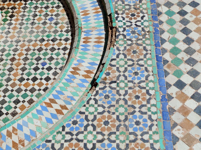 Mosaic art in El Badi Palace, Marrakech
