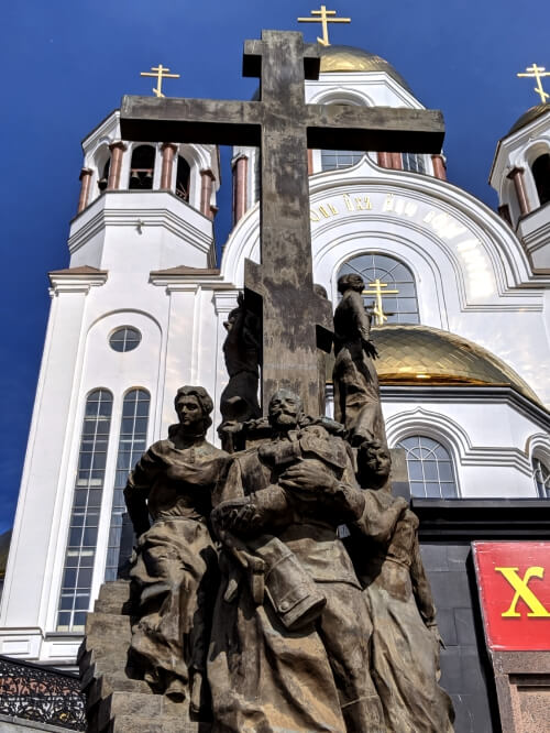 Monument to Romanovs in Yekaterinburg