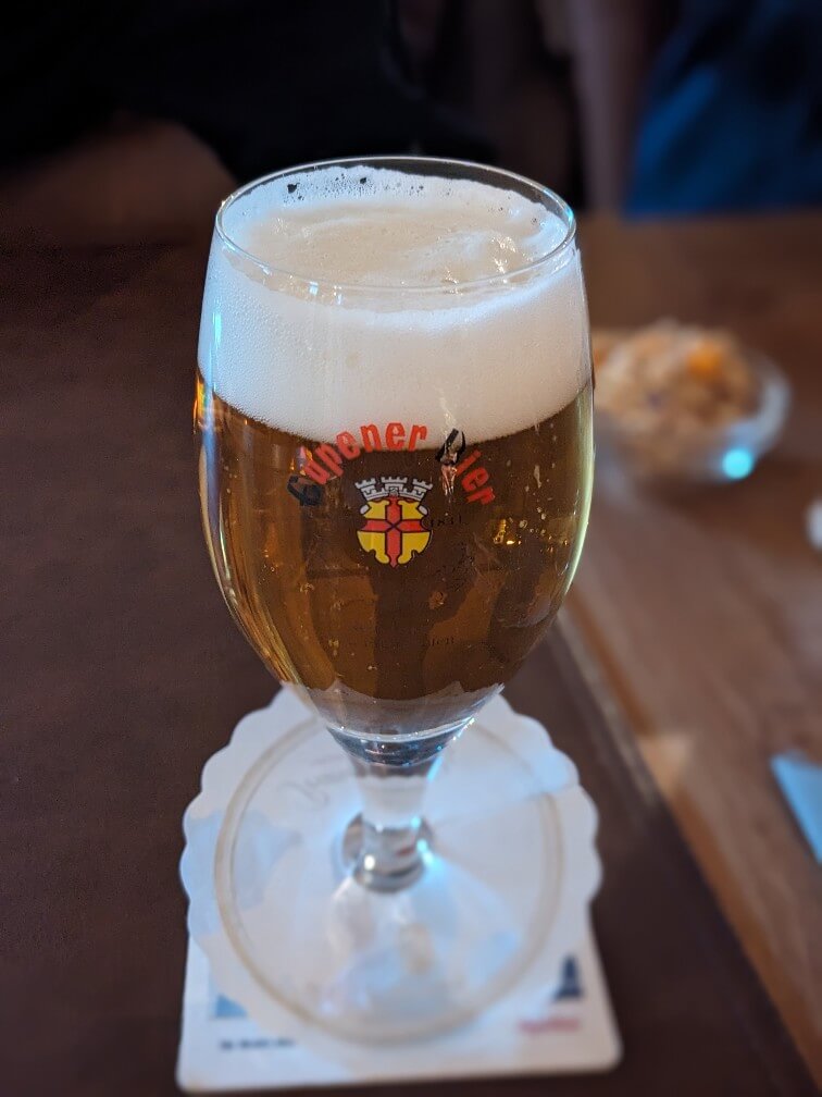 A glass of Eupener beer