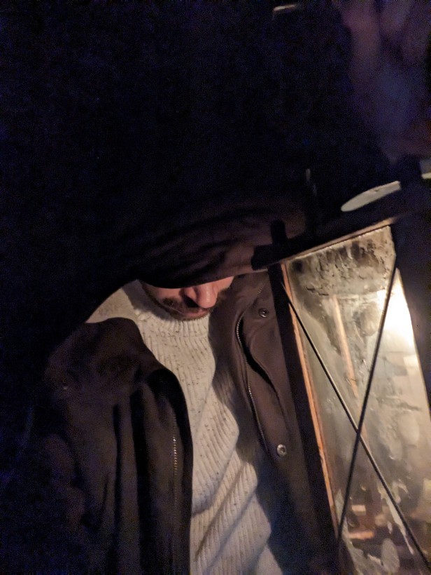 Exploring Cesis castle with a gas lamp